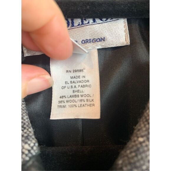 NWT Pendleton Gray Tweed Wool Silk Leather Blazer Jacket Plus Size 16 - Picture 9 of 12